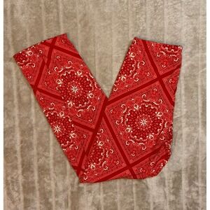 Agnes & Dora Red Bandana Print‎ Leggings Casual Pants Trendy Fashion Bottoms